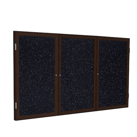 Ghent Enclosed Bulletin Board, 3 Door, Rcycl, Walnut Frm, 3 ft H x 6 ft W, Confetti PN33672TR-CF